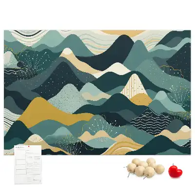 Printed Cork Board with Illustrative Mountains