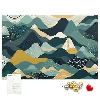 Printed Cork Board with Illustrative Mountains