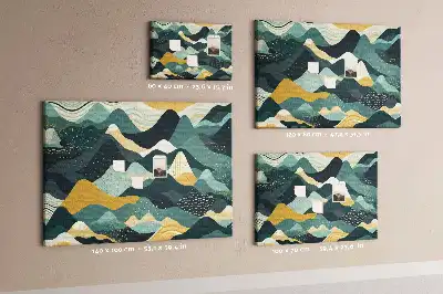 Printed Cork Board with Illustrative Mountains