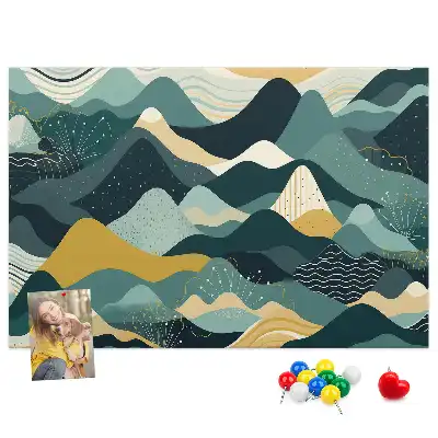 Printed Cork Board with Illustrative Mountains