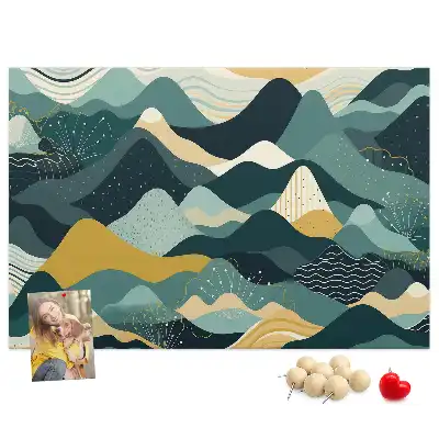 Printed Cork Board with Illustrative Mountains