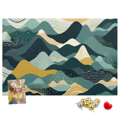 Printed Cork Board with Illustrative Mountains