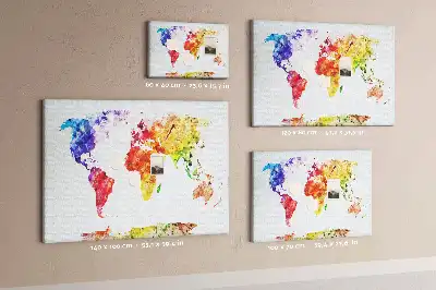 Printed Cork Memo Board Watercolor world map