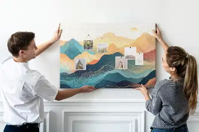 Mountain landscape cork memo board