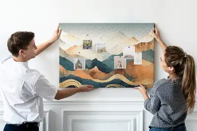 Printed Cork Board Mountains landscape