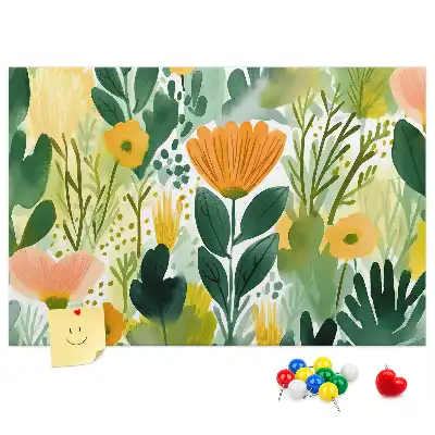 Watercolor Flowers Printed Cork Board