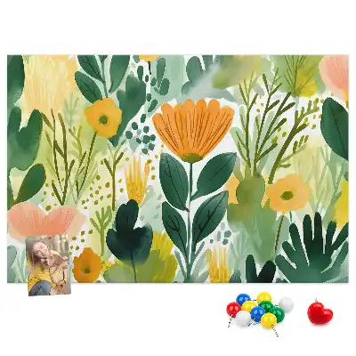 Printed Cork Board Watercolor flowers
