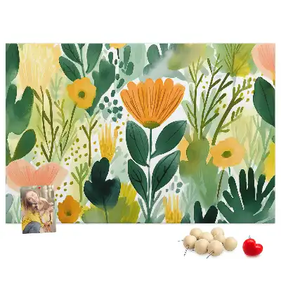 Printed Cork Board Watercolor flowers