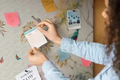 Cork memo board with floral and bird nature design
