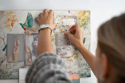 Cork memo board with floral and bird nature design