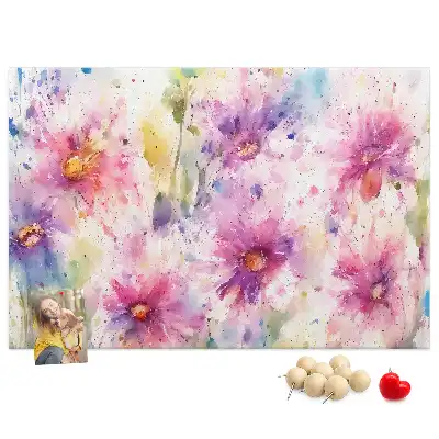 Printed Cork Board Painted flowers
