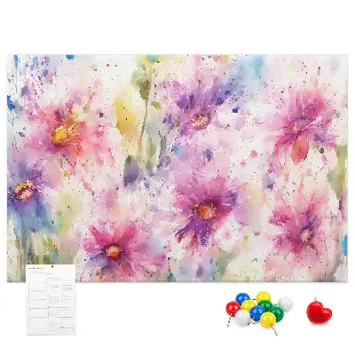 Printed Cork Board with Painted Flowers
