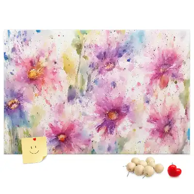 Printed Cork Board Painted flowers
