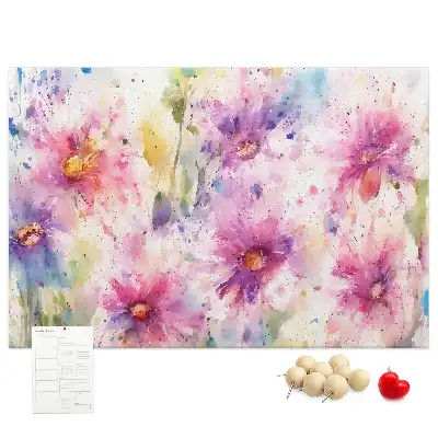Printed Cork Board Painted flowers