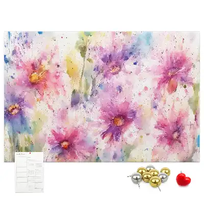Printed Cork Board with Painted Flowers