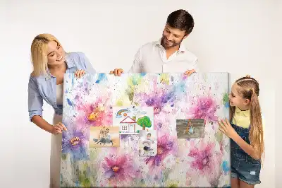 Printed Cork Board with Painted Flowers