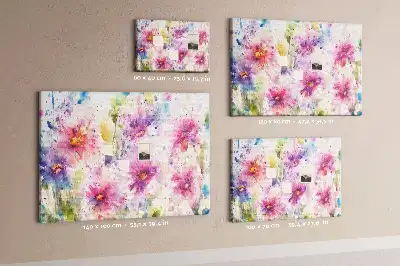Printed Cork Board with Painted Flowers