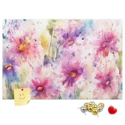 Printed Cork Board Painted flowers
