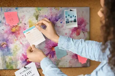 Printed Cork Board Painted flowers