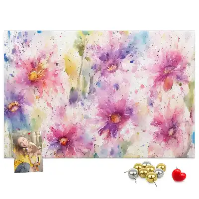 Printed Cork Board Painted flowers
