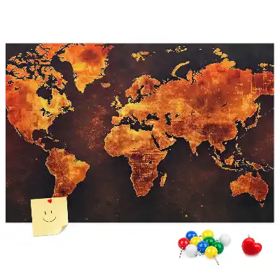 Printed Cork Memo Board World map