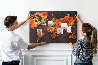 Printed Cork Memo Board World map