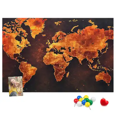 Printed Cork Memo Board World map