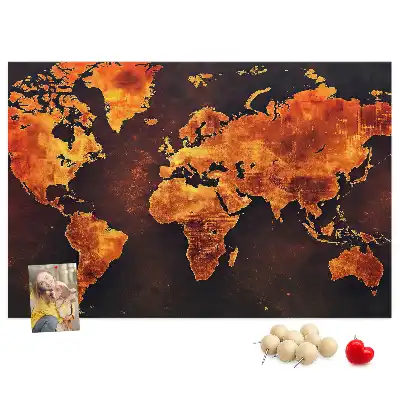 World Map Printed Cork Memo Board