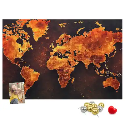 World Map Printed Cork Memo Board