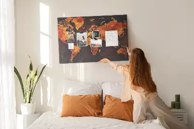 Printed Cork Memo Board World map