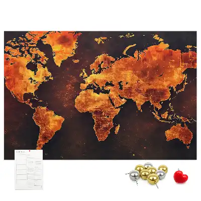 Printed Cork Memo Board World map