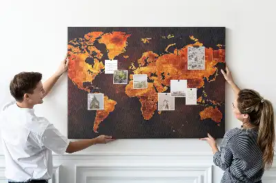 Printed Cork Memo Board World map