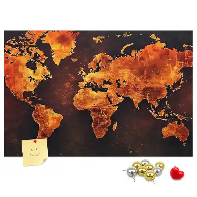 World Map Printed Cork Memo Board