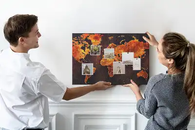 Printed Cork Memo Board World map