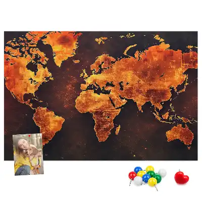 Printed Cork Memo Board World map