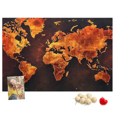 Printed Cork Memo Board World map