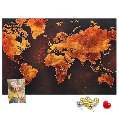 Printed Cork Memo Board World map