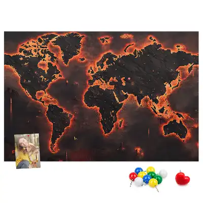World Map Cork Memo Board