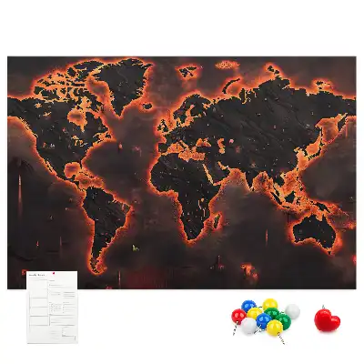 World Map Cork Memo Board
