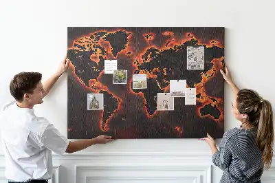 World Map Cork Memo Board