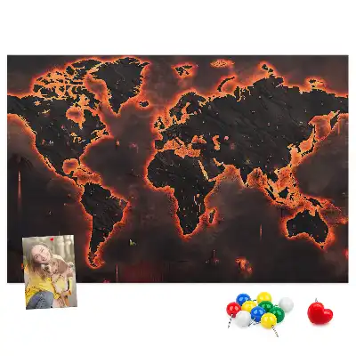 World Map Cork Memo Board