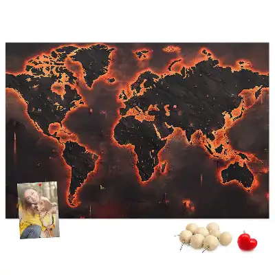 World Map Cork Memo Board