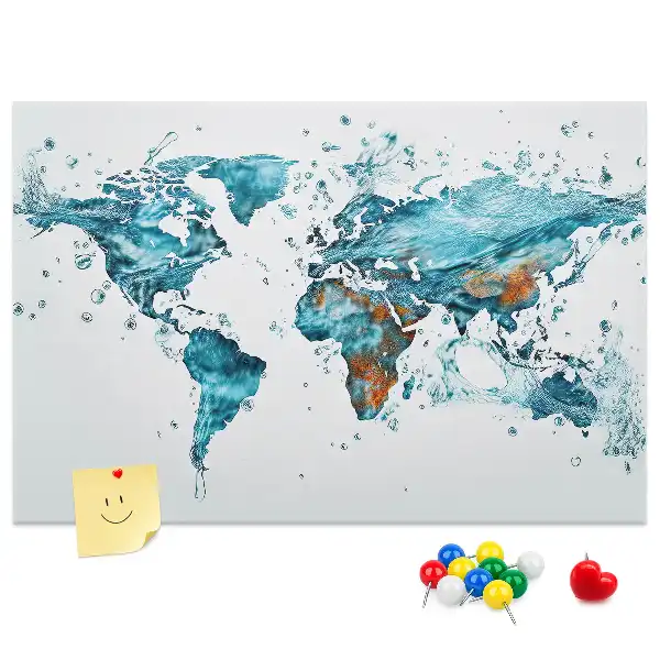 Printed World Map Cork Board