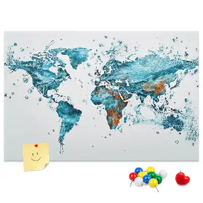 Printed World Map Cork Board