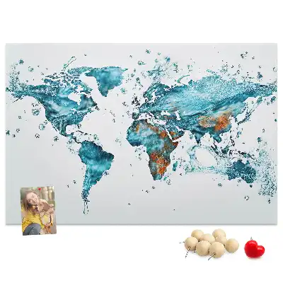 Printed World Map Cork Board