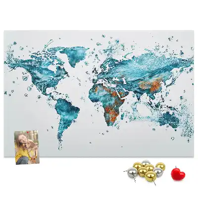Printed World Map Cork Board