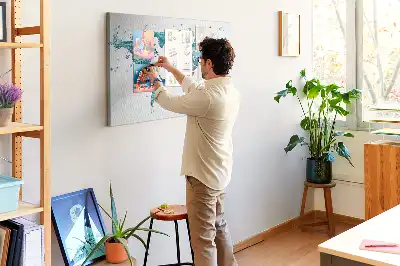 Printed World Map Cork Board
