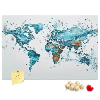 Printed World Map Cork Board