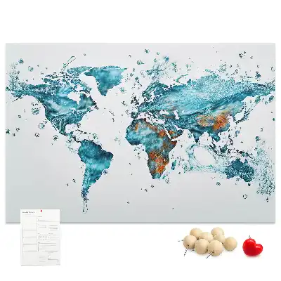 Printed World Map Cork Board