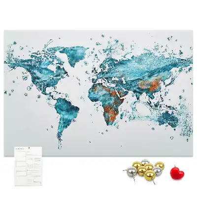 Printed World Map Cork Board